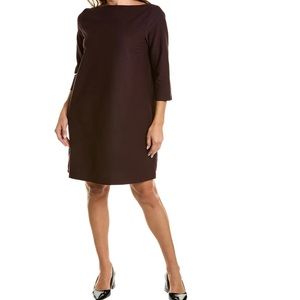Eileen Fisher Shift Dress Brown Tensel Jersey Knee Length Minimalist Career NWT